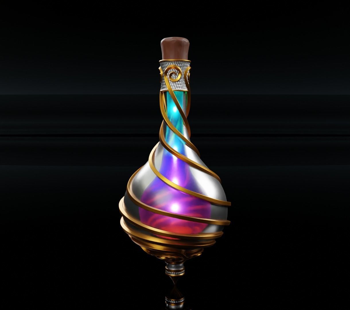 Ornament magic potion bottel 3D model for games 3D model_4