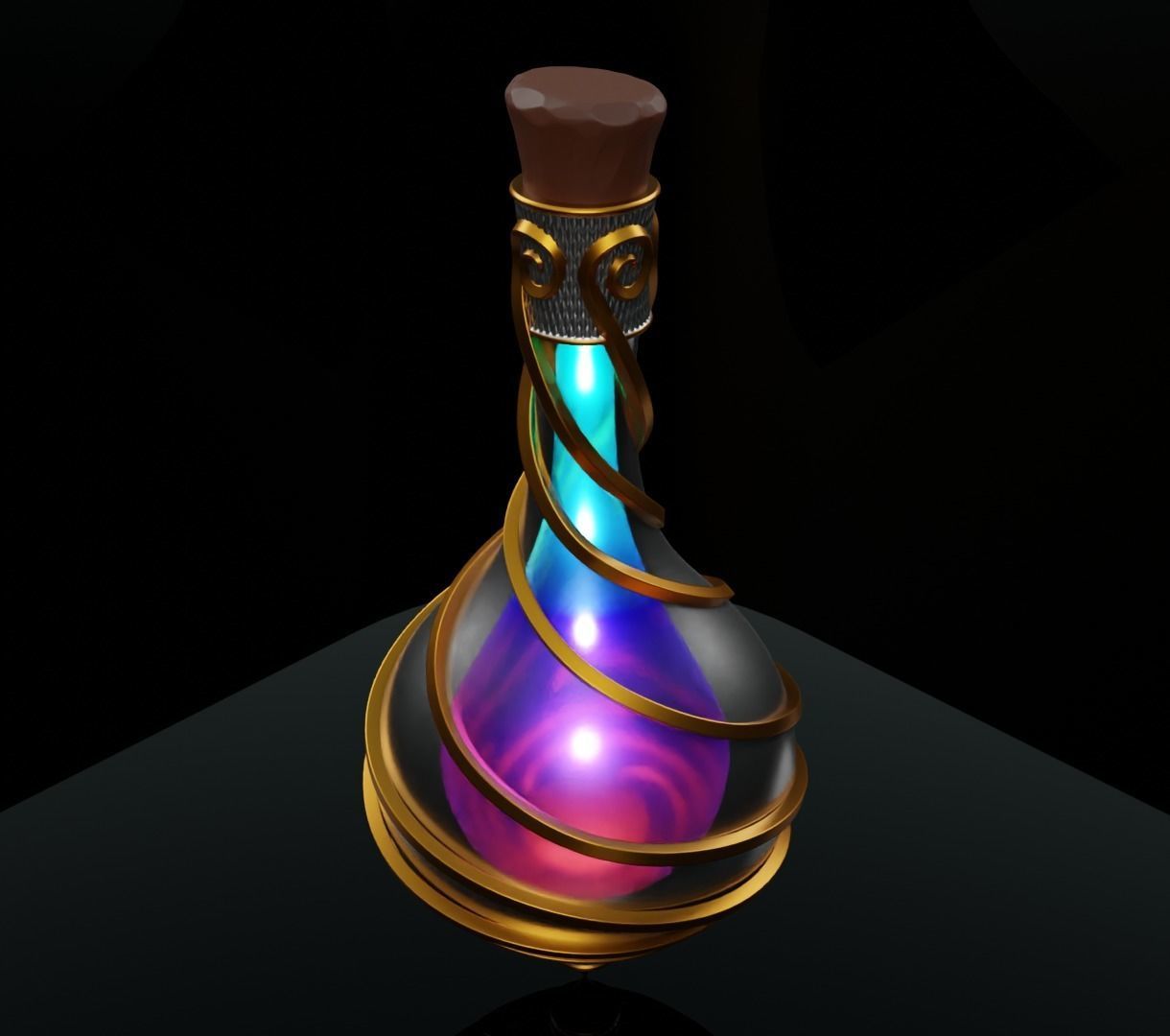 Ornament magic potion bottel 3D model for games 3D model_8