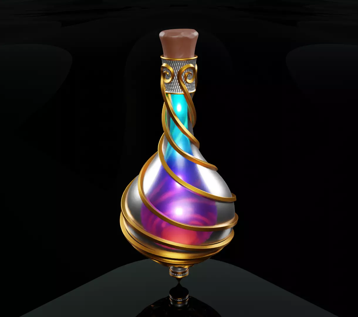 Ornament magic potion bottel 3D model for games 3D model_0