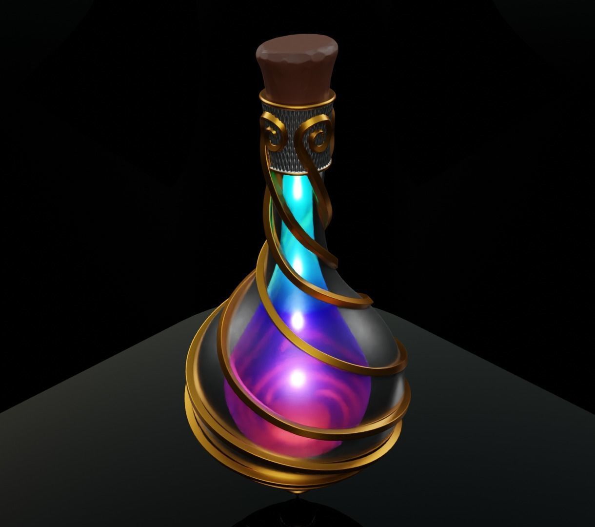 Ornament magic potion bottel 3D model for games 3D model_9