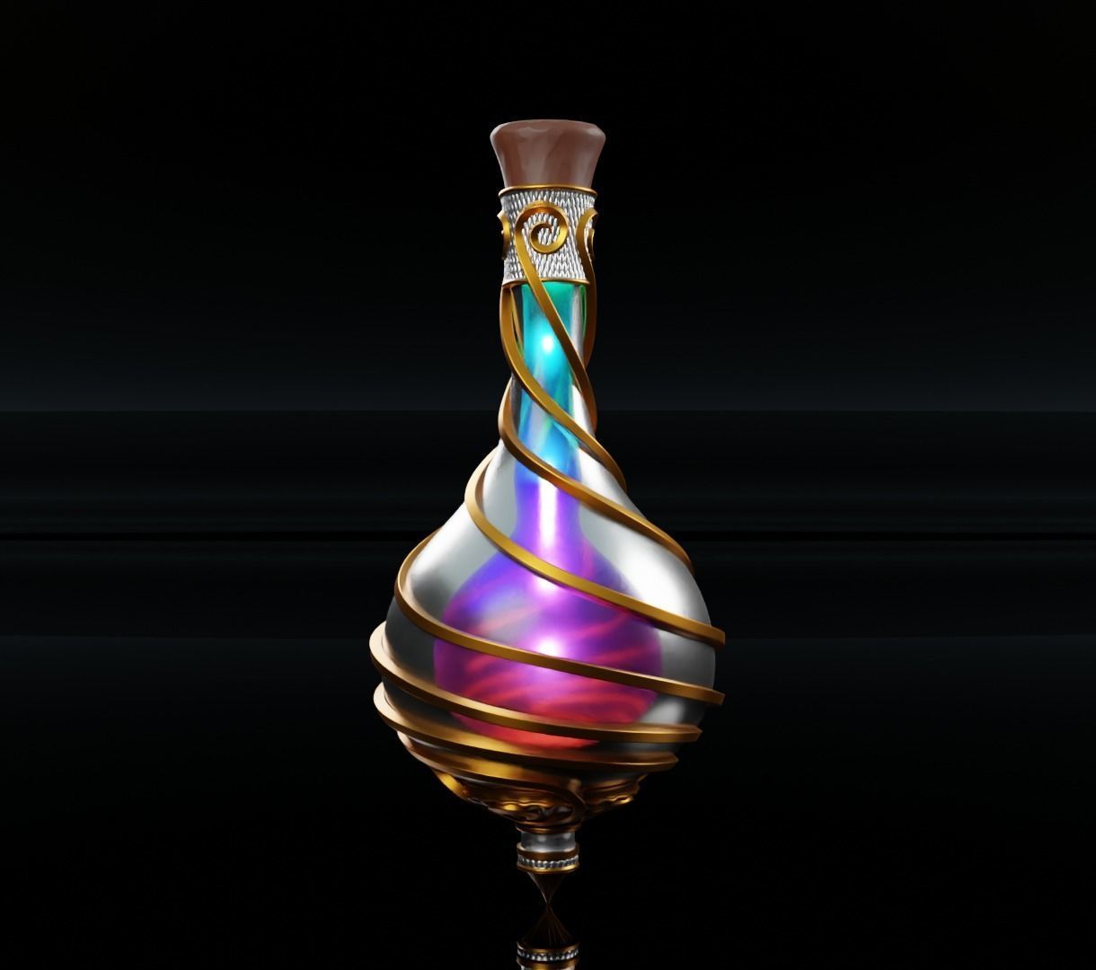 Ornament magic potion bottel 3D model for games 3D model_5