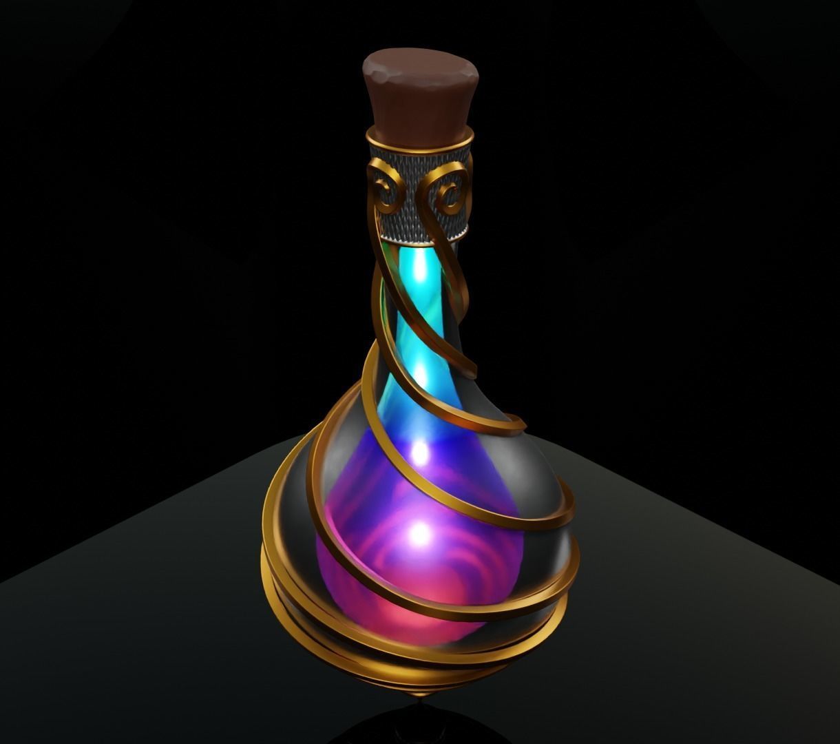 Ornament magic potion bottel 3D model for games 3D model_6