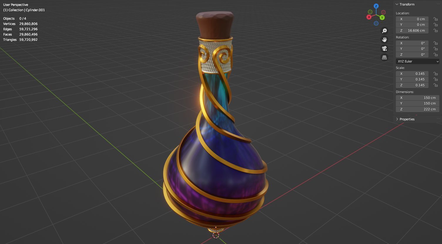 Ornament magic potion bottel 3D model for games 3D model_21