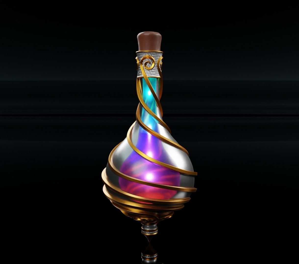Ornament magic potion bottel 3D model for games 3D model_3