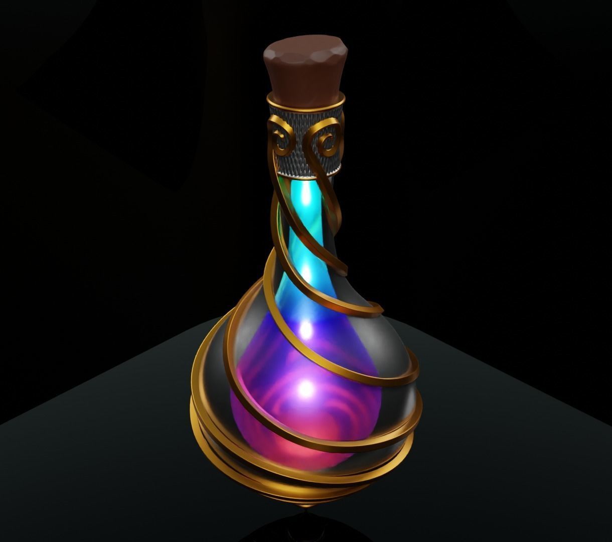 Ornament magic potion bottel 3D model for games 3D model_7