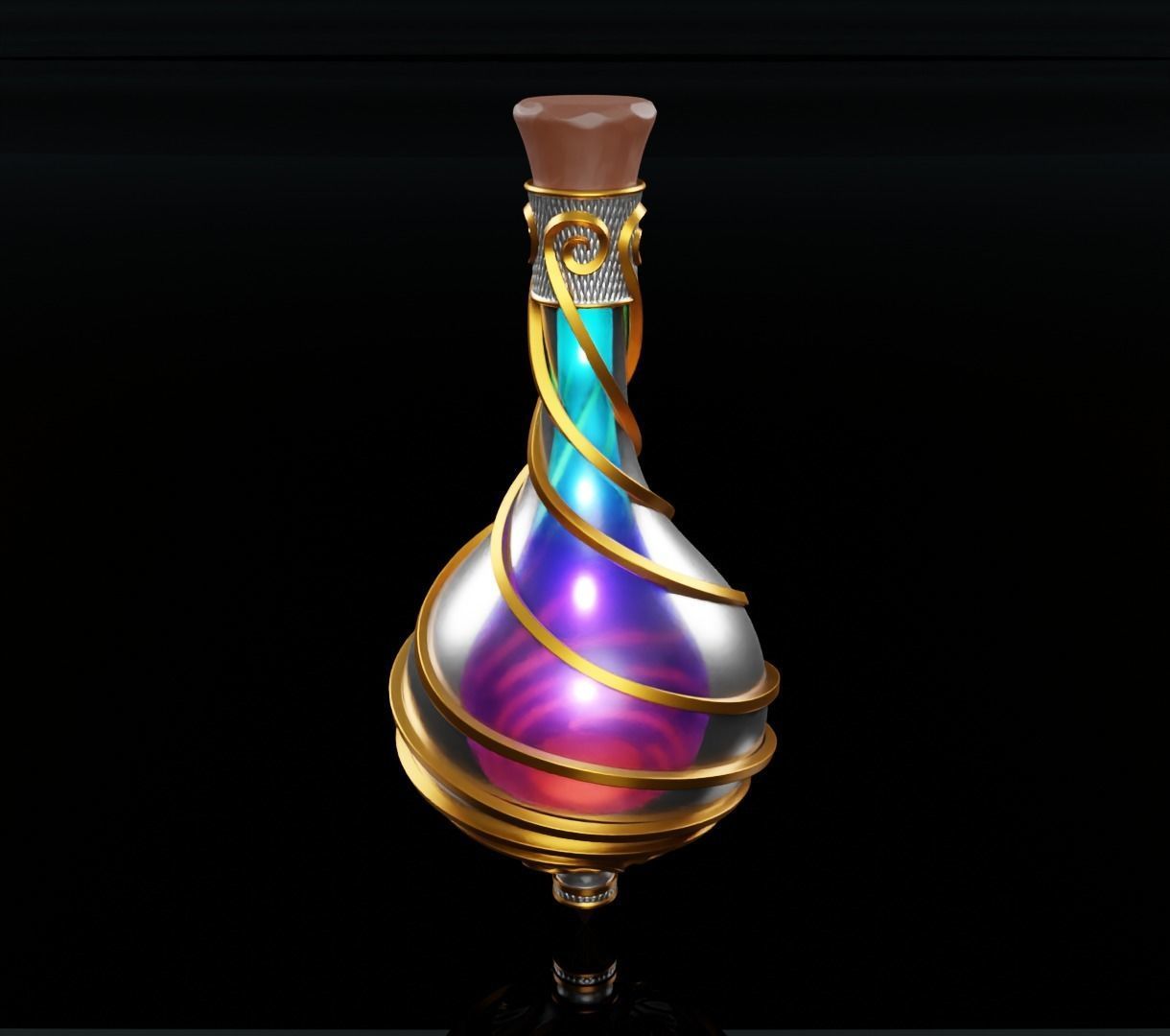 Ornament magic potion bottel 3D model for games 3D model_1