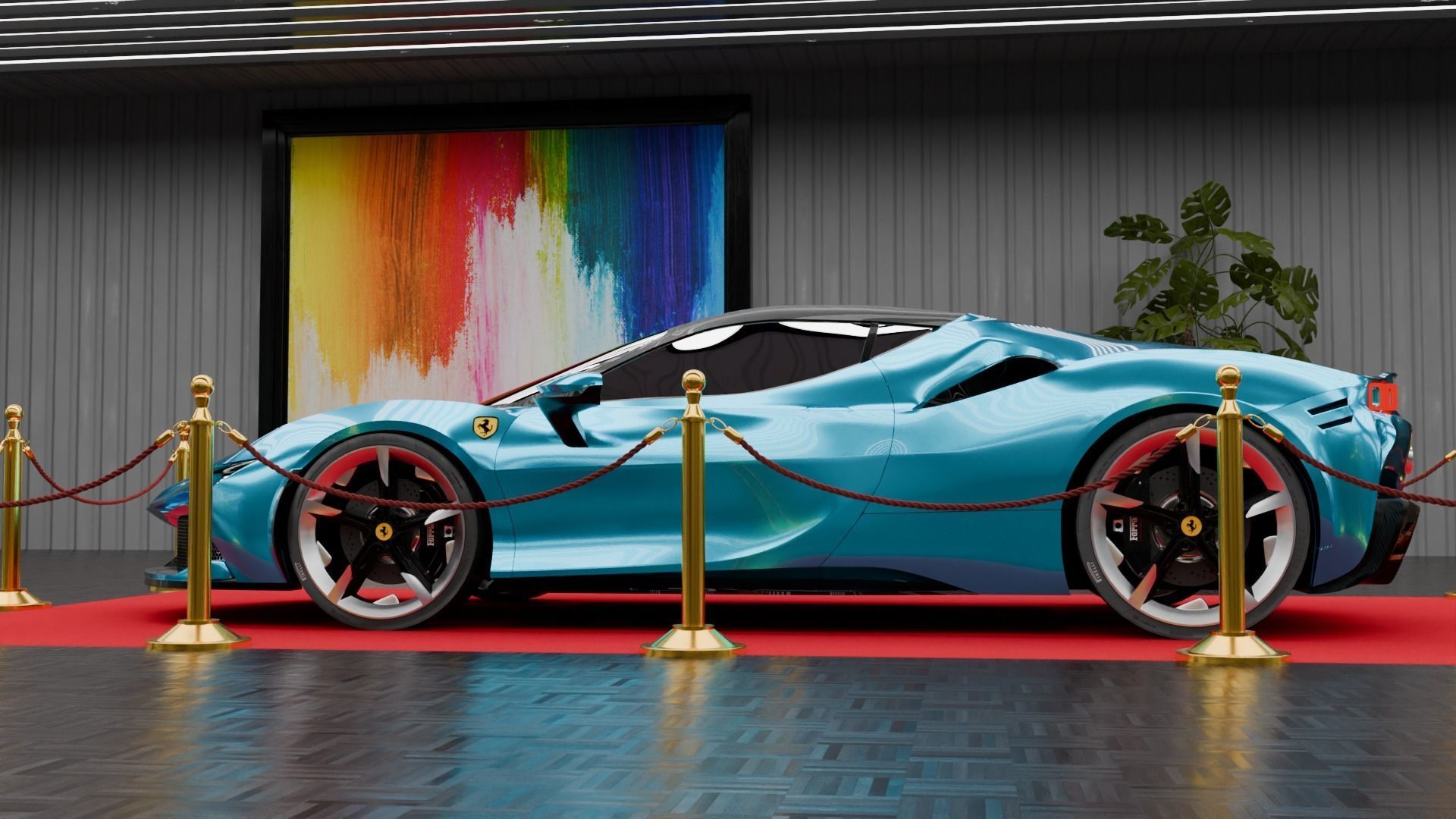 car exhibition hall showroom 3D model_1