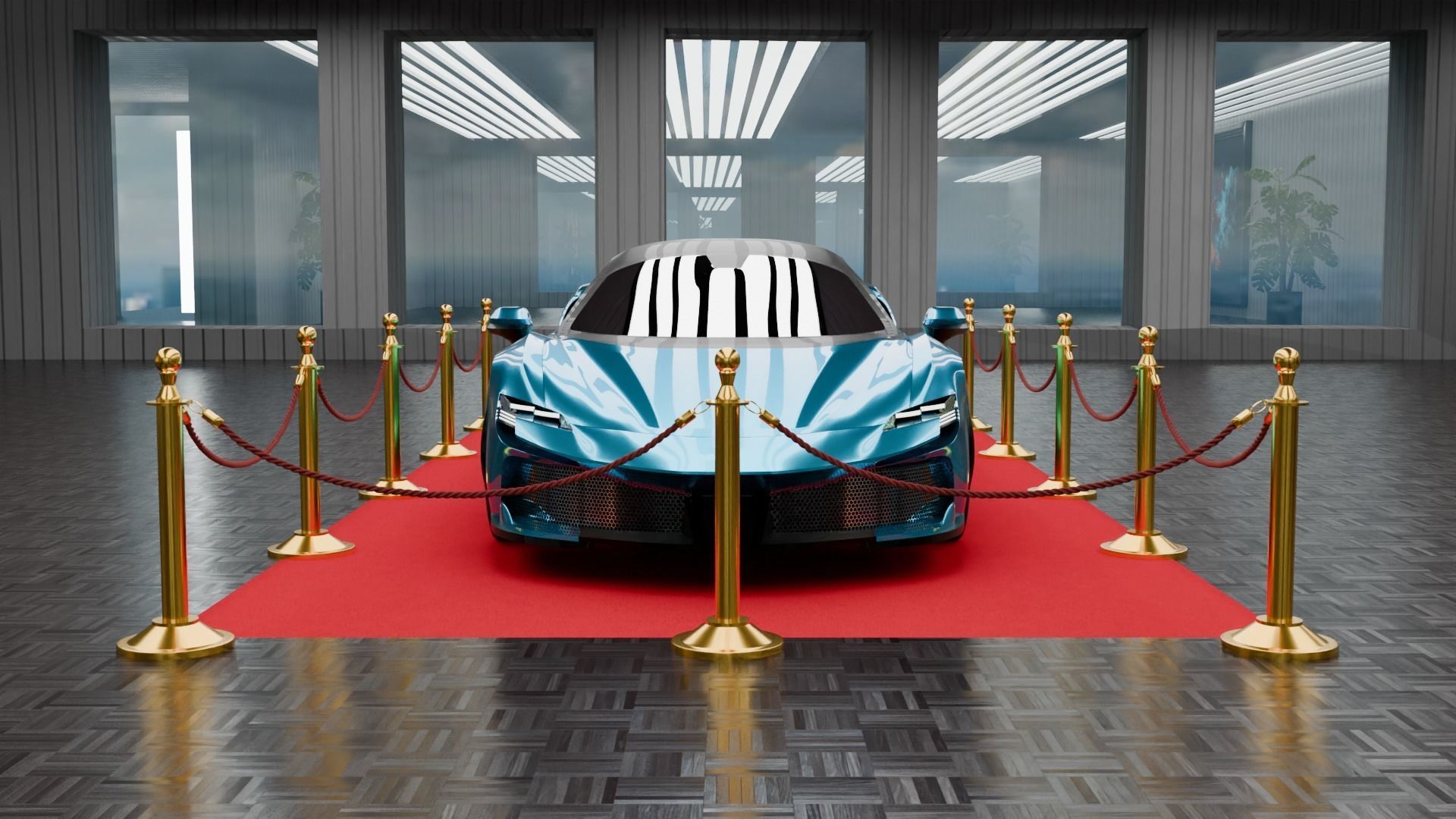 car exhibition hall showroom 3D model_4