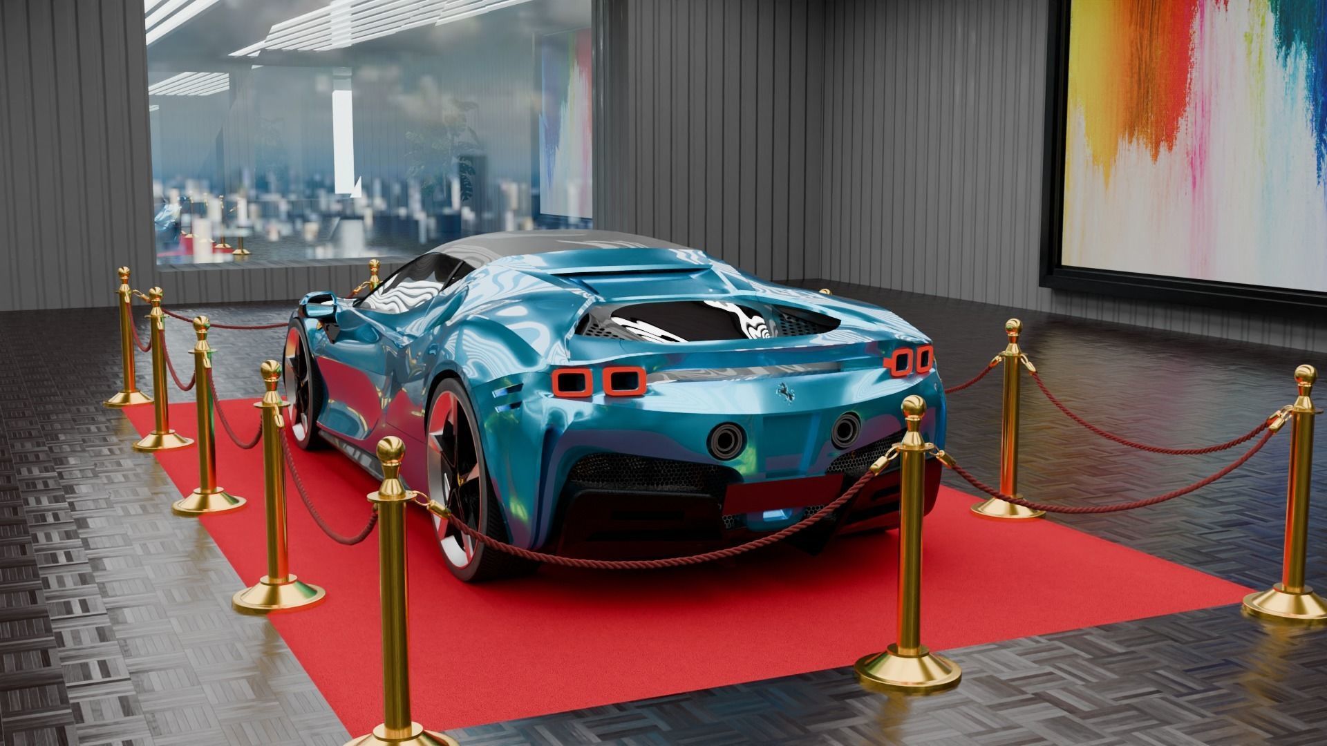 car exhibition hall showroom 3D model_7