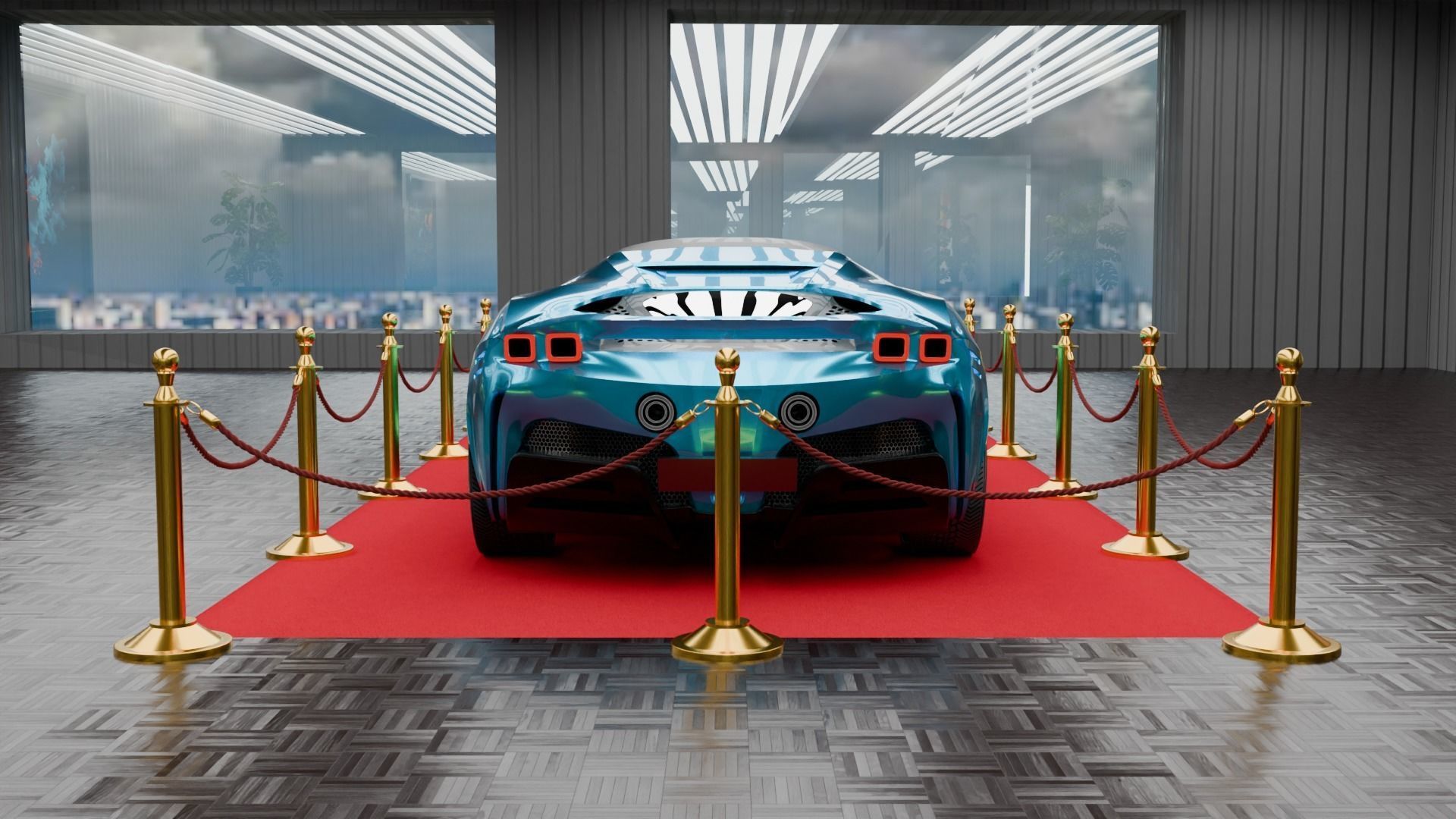 car exhibition hall showroom 3D model_2