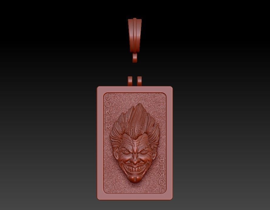 Joker playing card pendant trinket 3D print model_10