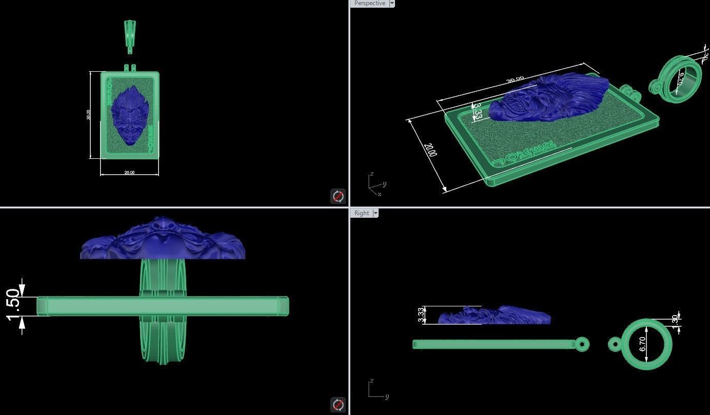 Joker playing card pendant trinket 3D print model_11