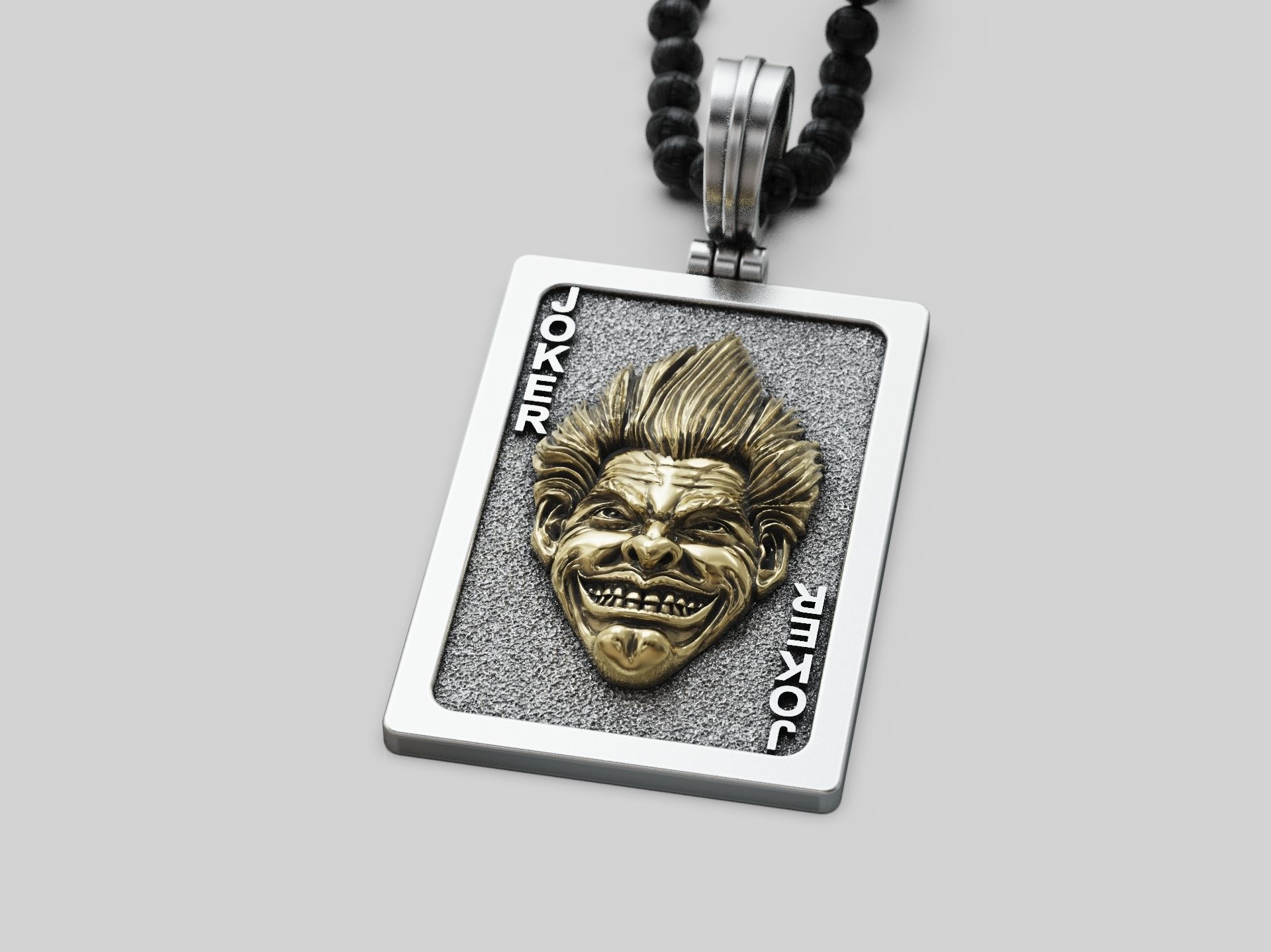 Joker playing card pendant trinket 3D print model_5