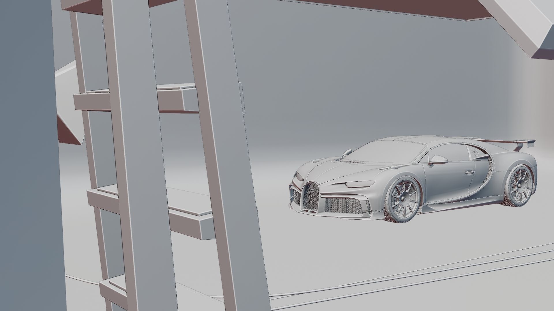 Automotive Studio Scene Low-poly 3D model_11