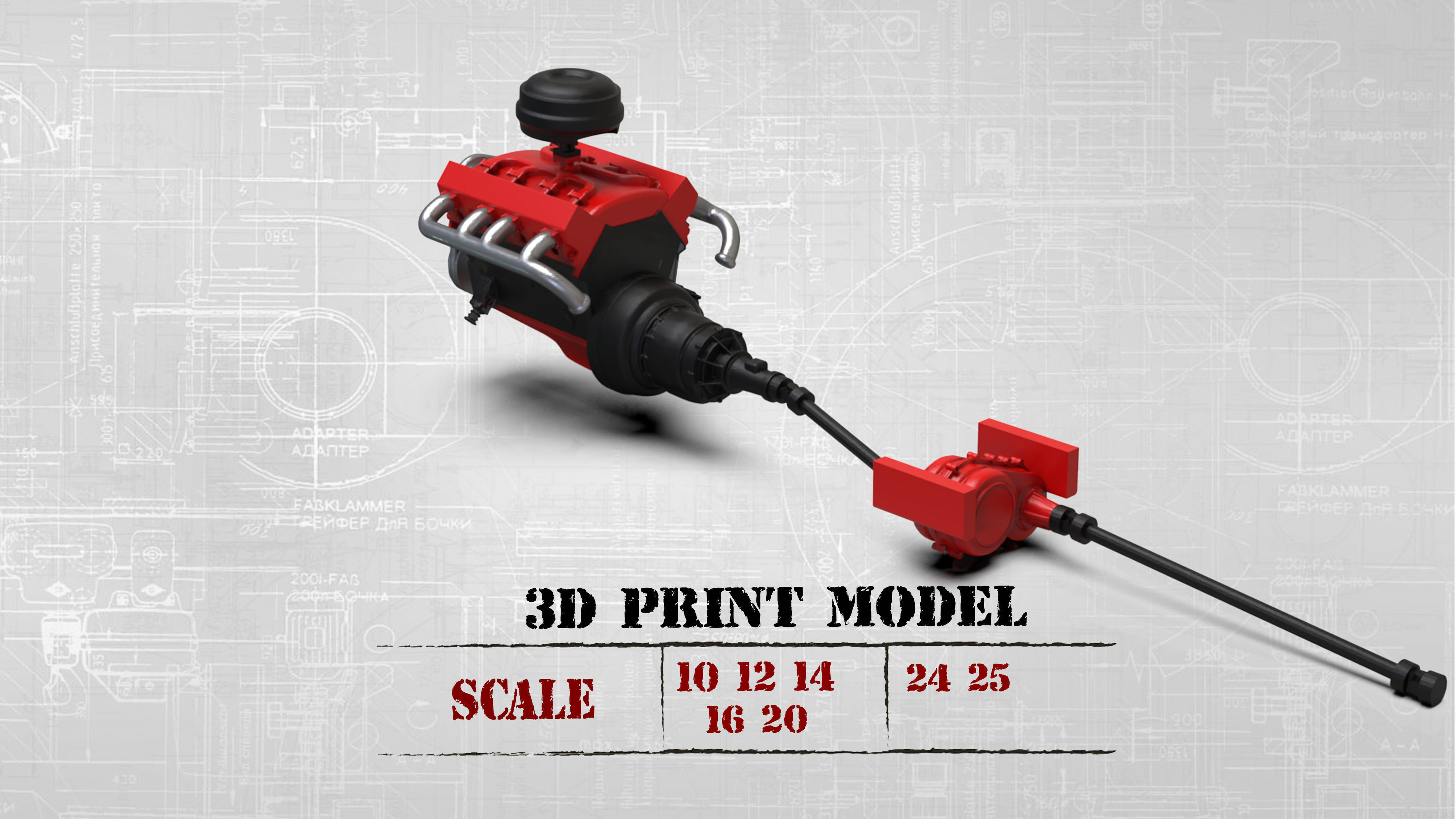 V8 Engine download Free 3D model KIT for old pickup truck Free 3D print model_1
