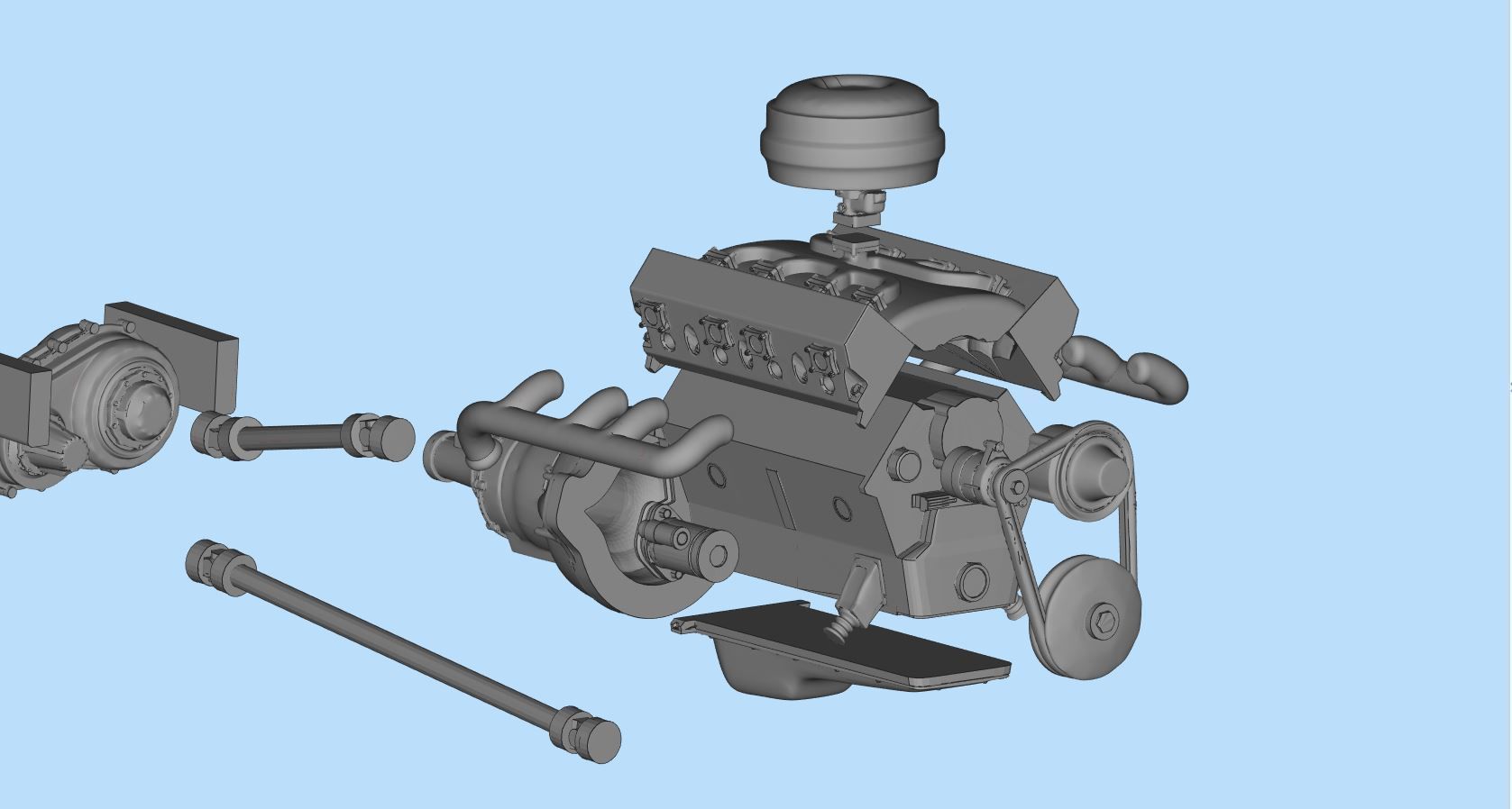 V8 Engine download Free 3D model KIT for old pickup truck Free 3D print model_2