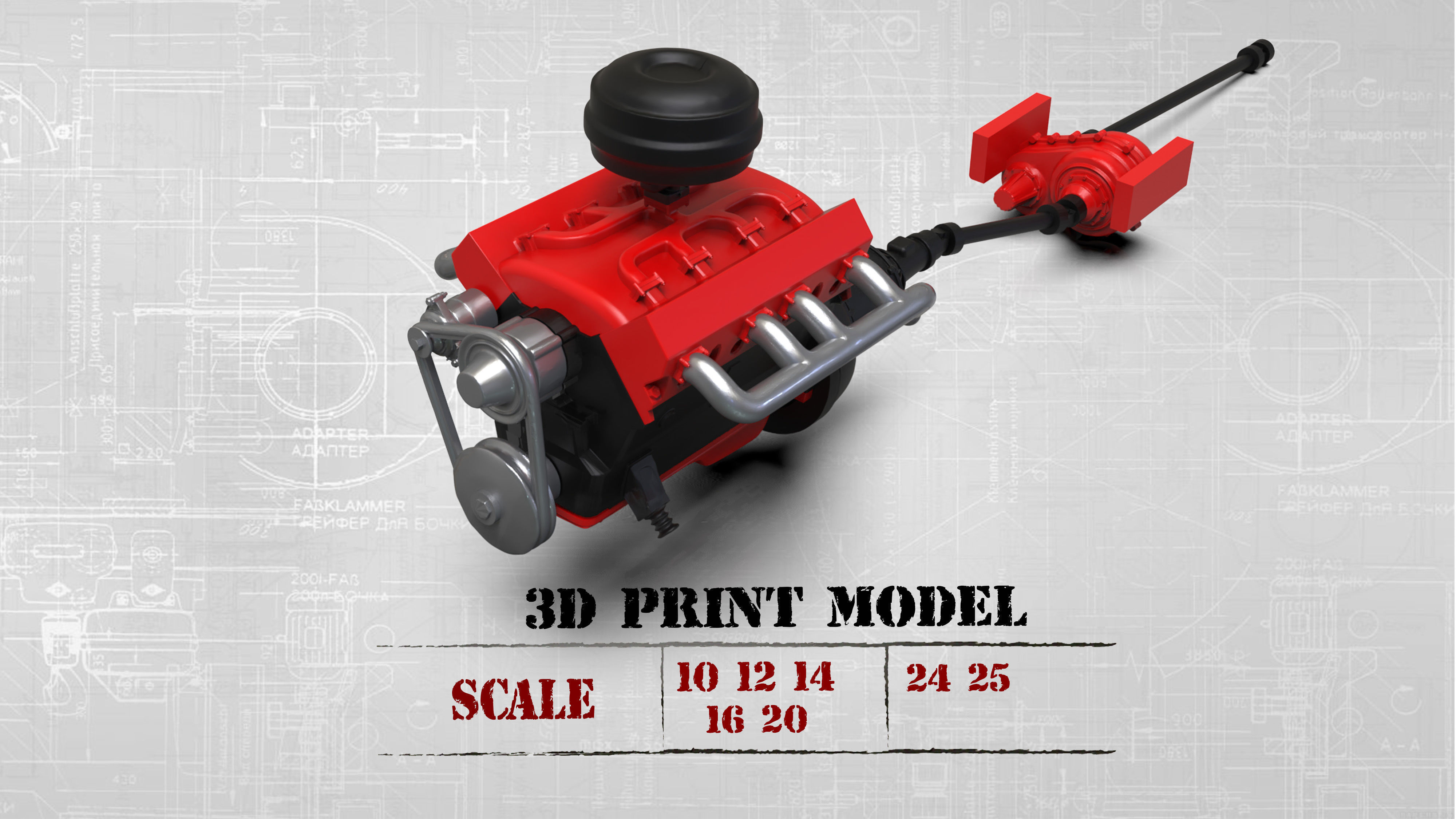 V8 Engine download Free 3D model KIT for old pickup truck Free 3D print model_11