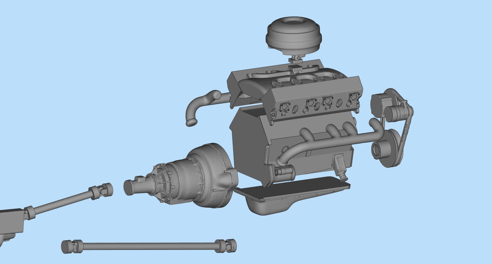 V8 Engine download Free 3D model KIT for old pickup truck Free 3D print model_3
