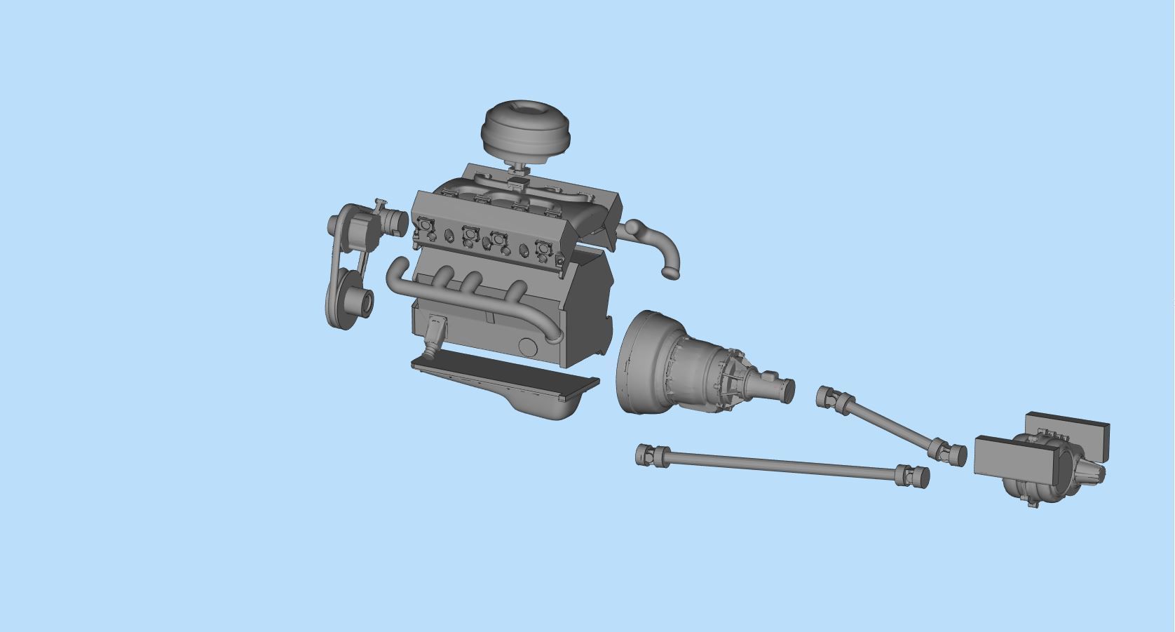 V8 Engine download Free 3D model KIT for old pickup truck Free 3D print model_8