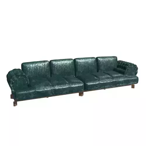 Green Leather Sofa by Rustique 