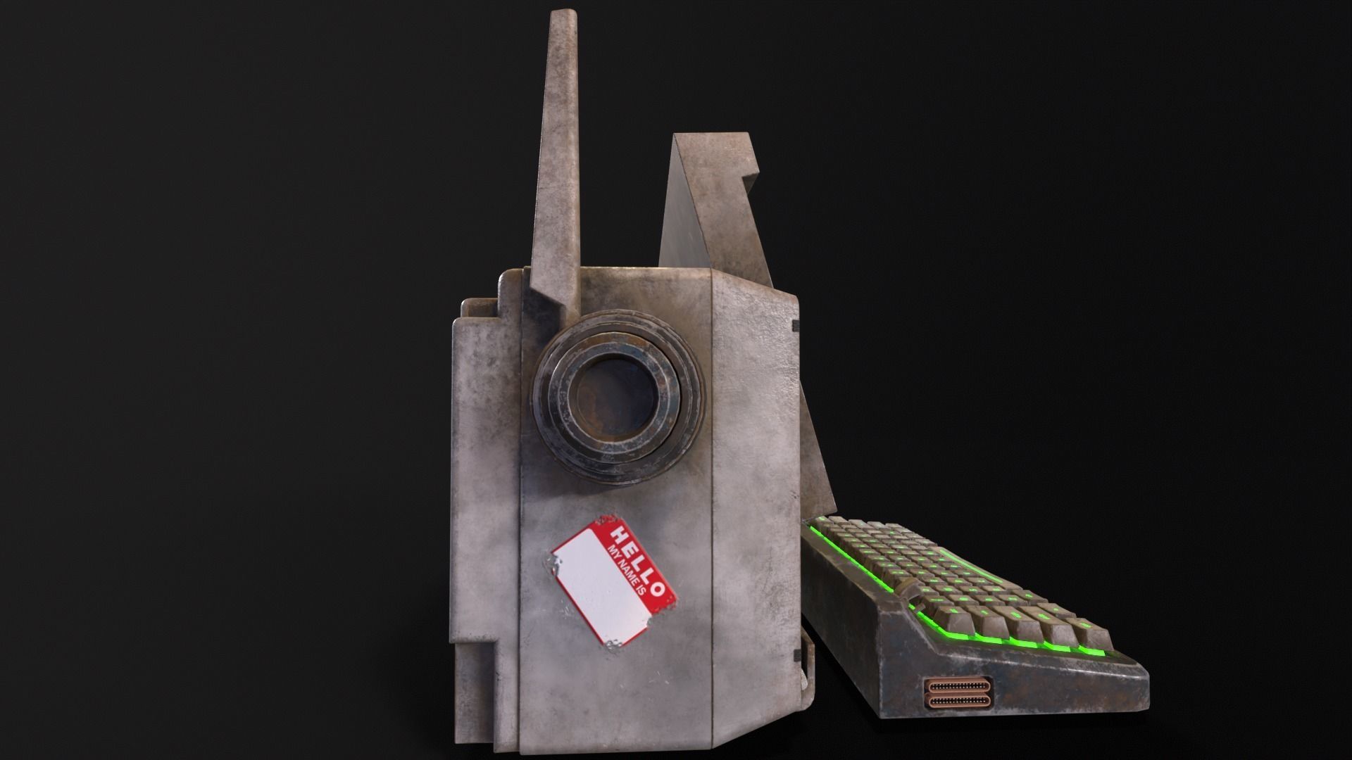 Retro Cyberpunk PC Low-poly 3D model_14