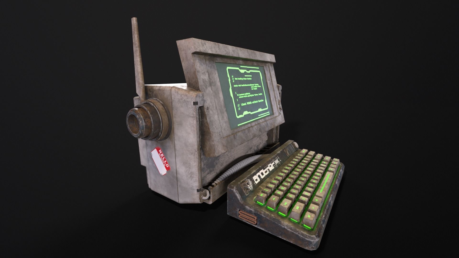 Retro Cyberpunk PC Low-poly 3D model_16