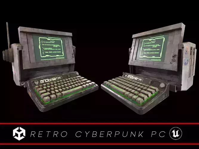 Retro Cyberpunk PC Low-poly 3D model