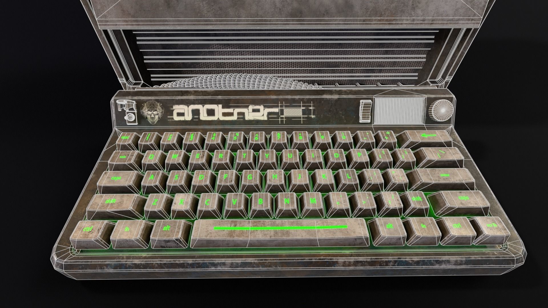 Retro Cyberpunk PC Low-poly 3D model_5