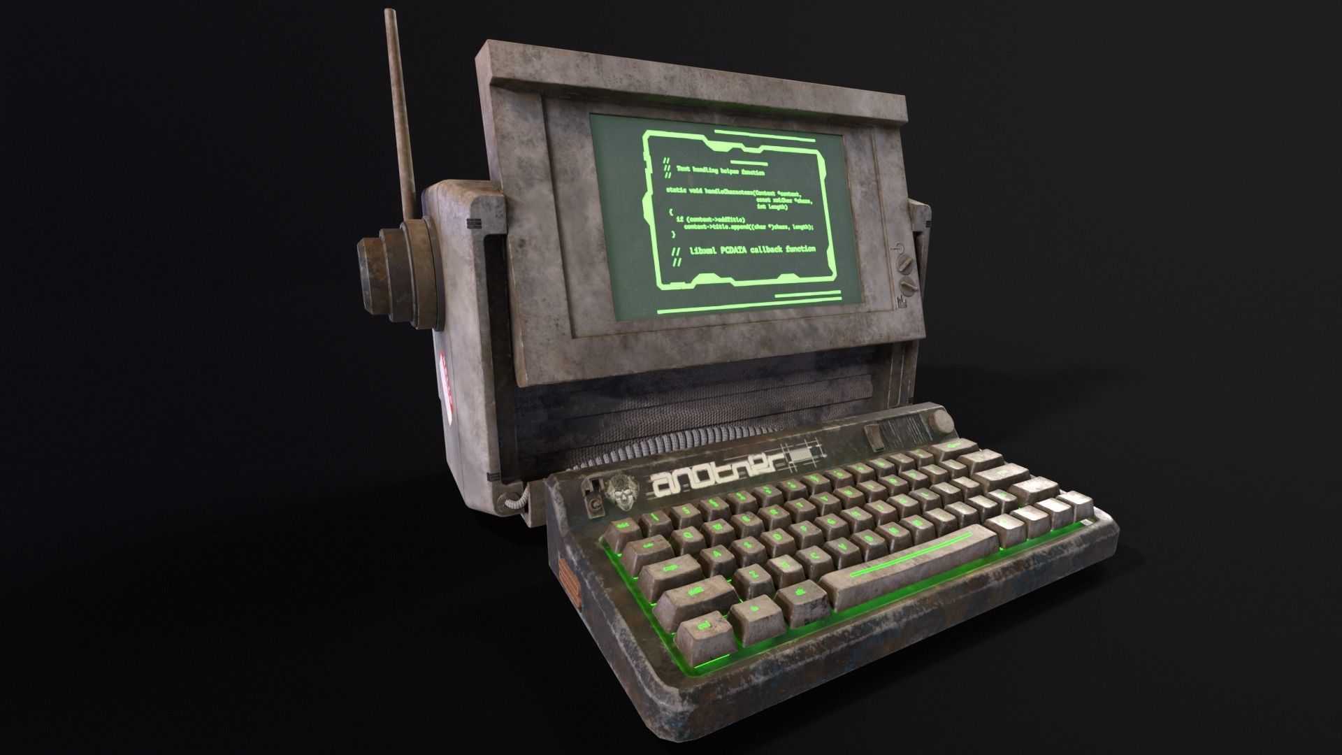 Retro Cyberpunk PC Low-poly 3D model_2