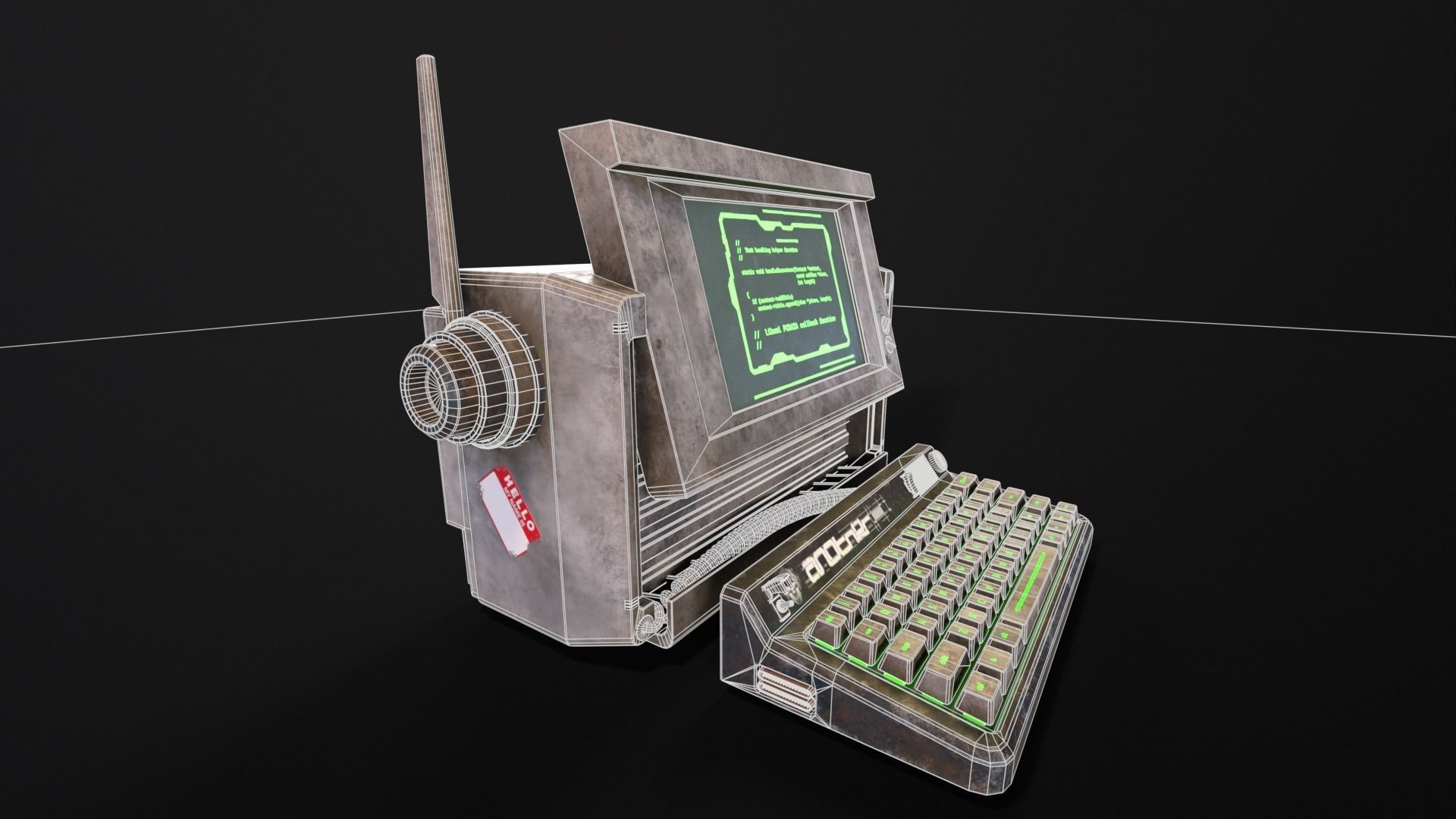 Retro Cyberpunk PC Low-poly 3D model_17
