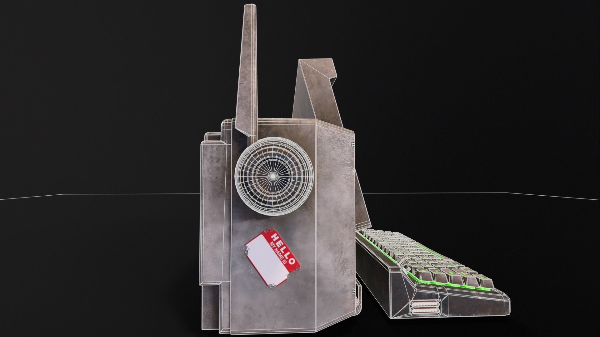 Retro Cyberpunk PC Low-poly 3D model_15