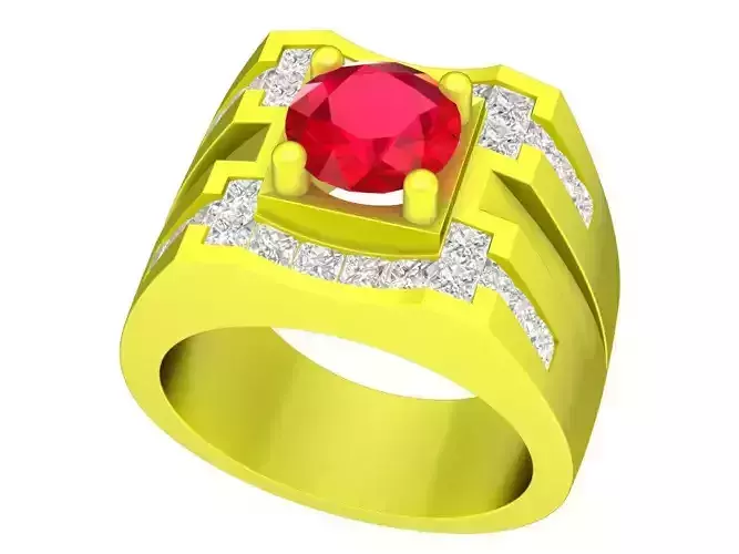 5155 fashion diamond princess men ring 3D print model