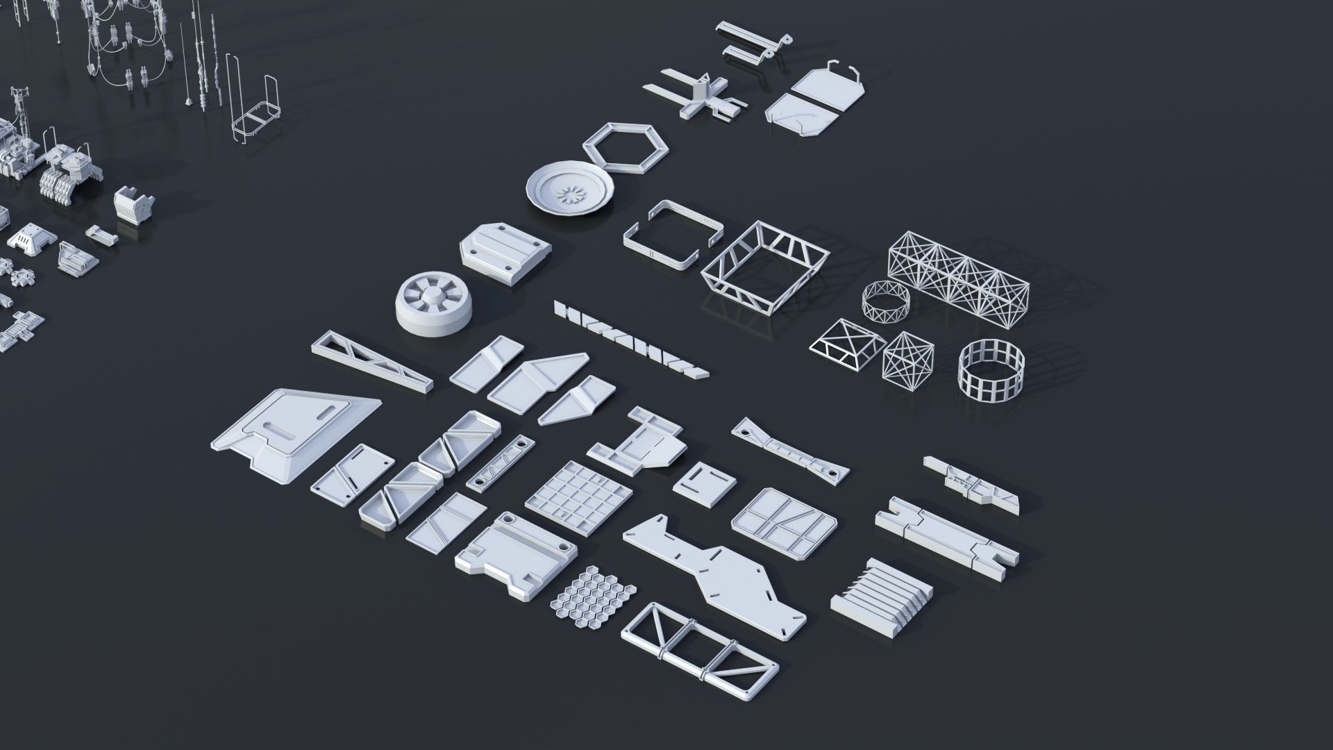 115 Sci-fi Buildings KITBASH parts and 7 Unique Sci-fi BUILDINGS 3D Model Collection_31