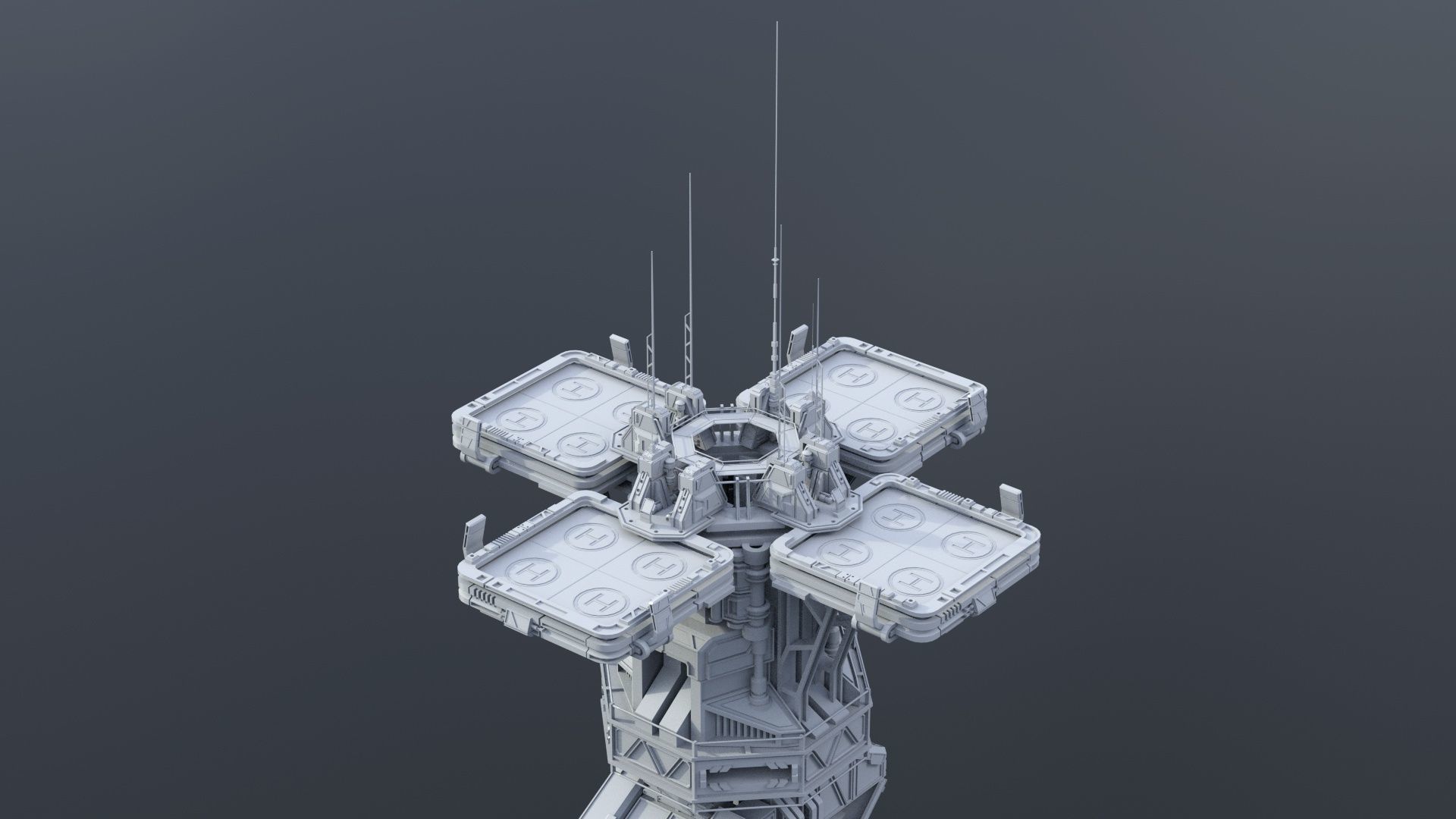 115 Sci-fi Buildings KITBASH parts and 7 Unique Sci-fi BUILDINGS 3D Model Collection_76