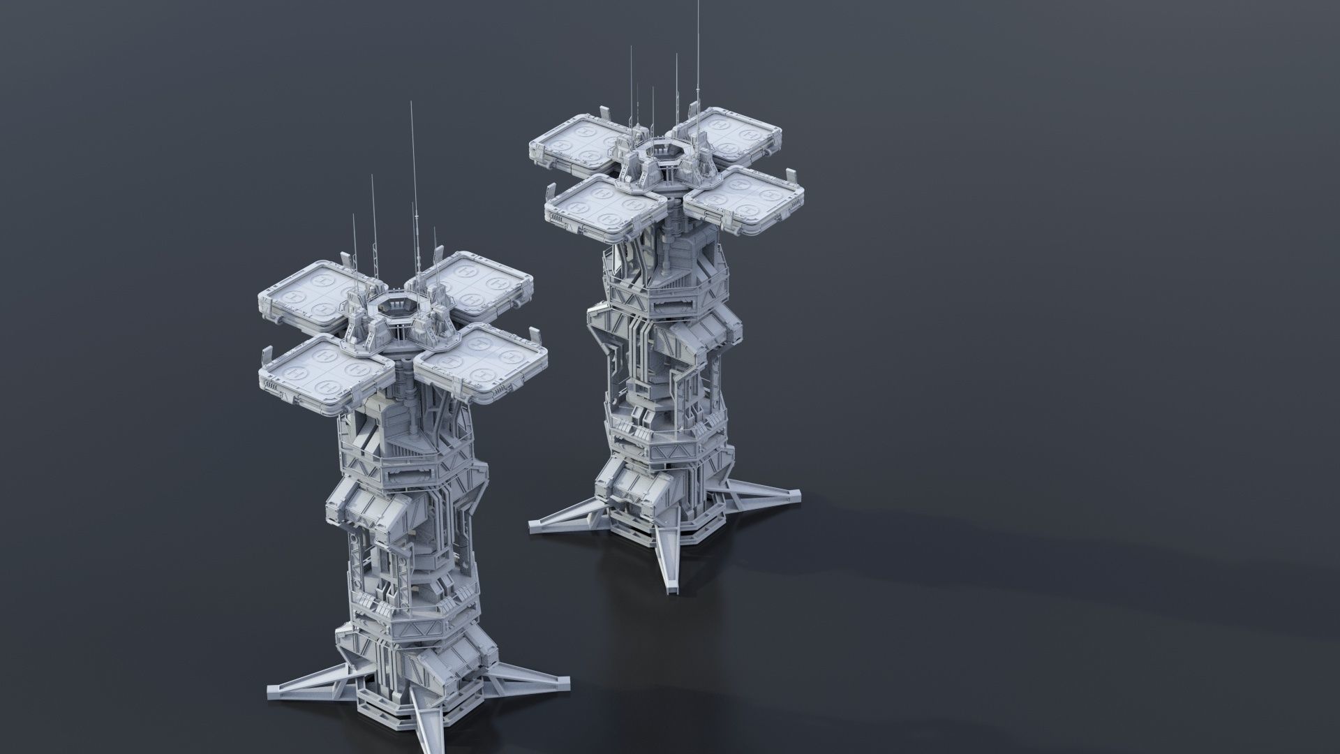 115 Sci-fi Buildings KITBASH parts and 7 Unique Sci-fi BUILDINGS 3D Model Collection_73