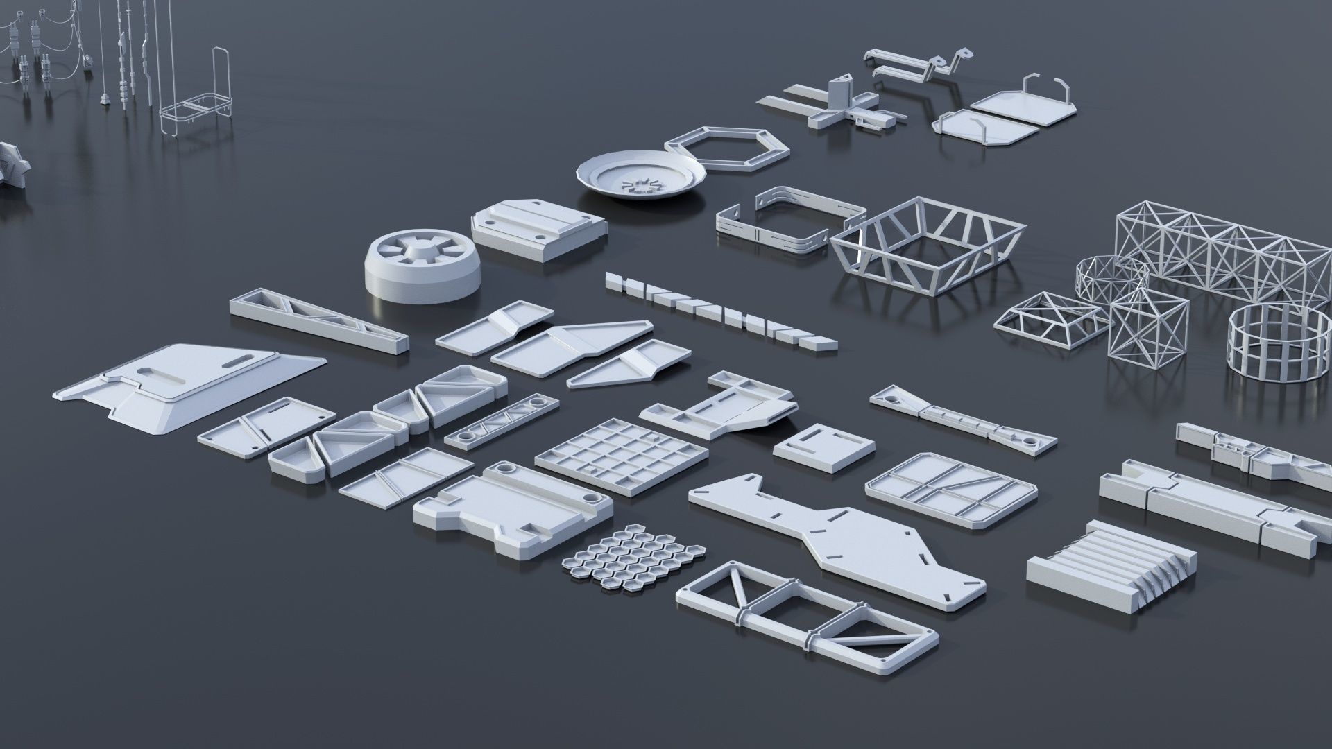 115 Sci-fi Buildings KITBASH parts and 7 Unique Sci-fi BUILDINGS 3D Model Collection_38
