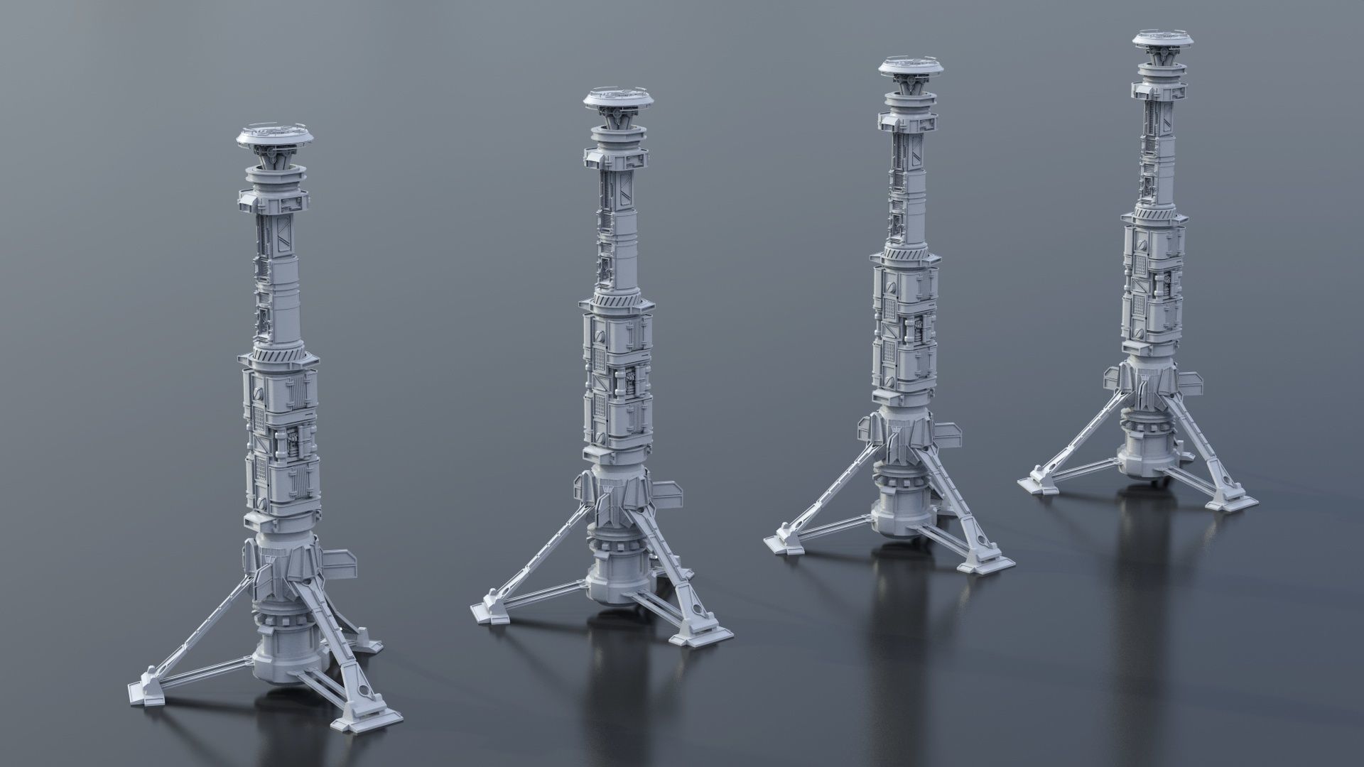 115 Sci-fi Buildings KITBASH parts and 7 Unique Sci-fi BUILDINGS 3D Model Collection_56