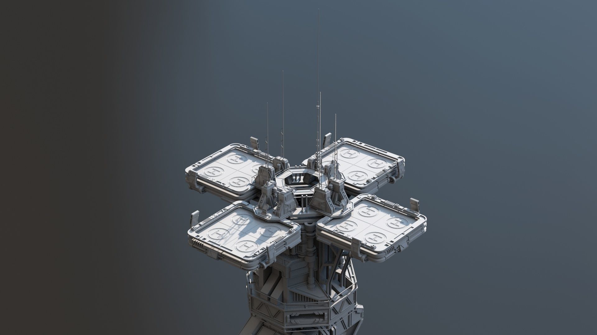 115 Sci-fi Buildings KITBASH parts and 7 Unique Sci-fi BUILDINGS 3D Model Collection_77