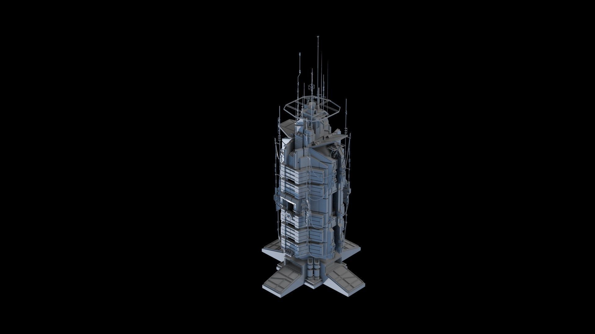 115 Sci-fi Buildings KITBASH parts and 7 Unique Sci-fi BUILDINGS 3D Model Collection_67