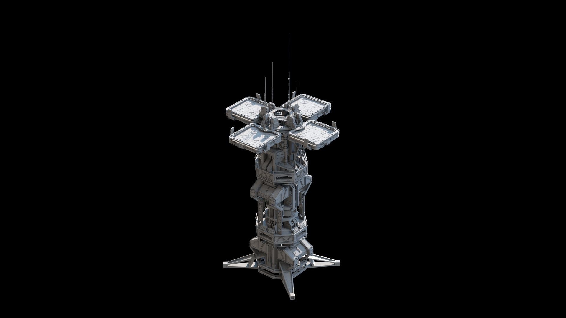 115 Sci-fi Buildings KITBASH parts and 7 Unique Sci-fi BUILDINGS 3D Model Collection_74