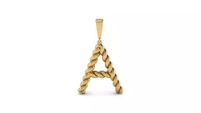 Twisted Cable Letter Pendant 20 mm Letter A