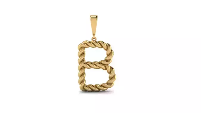 Twisted Cable Letter Pendant 20 mm Letter B