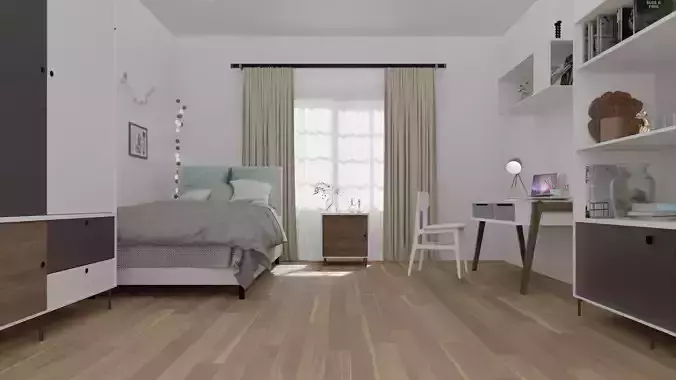 Modern Bedroom Scene 3D model