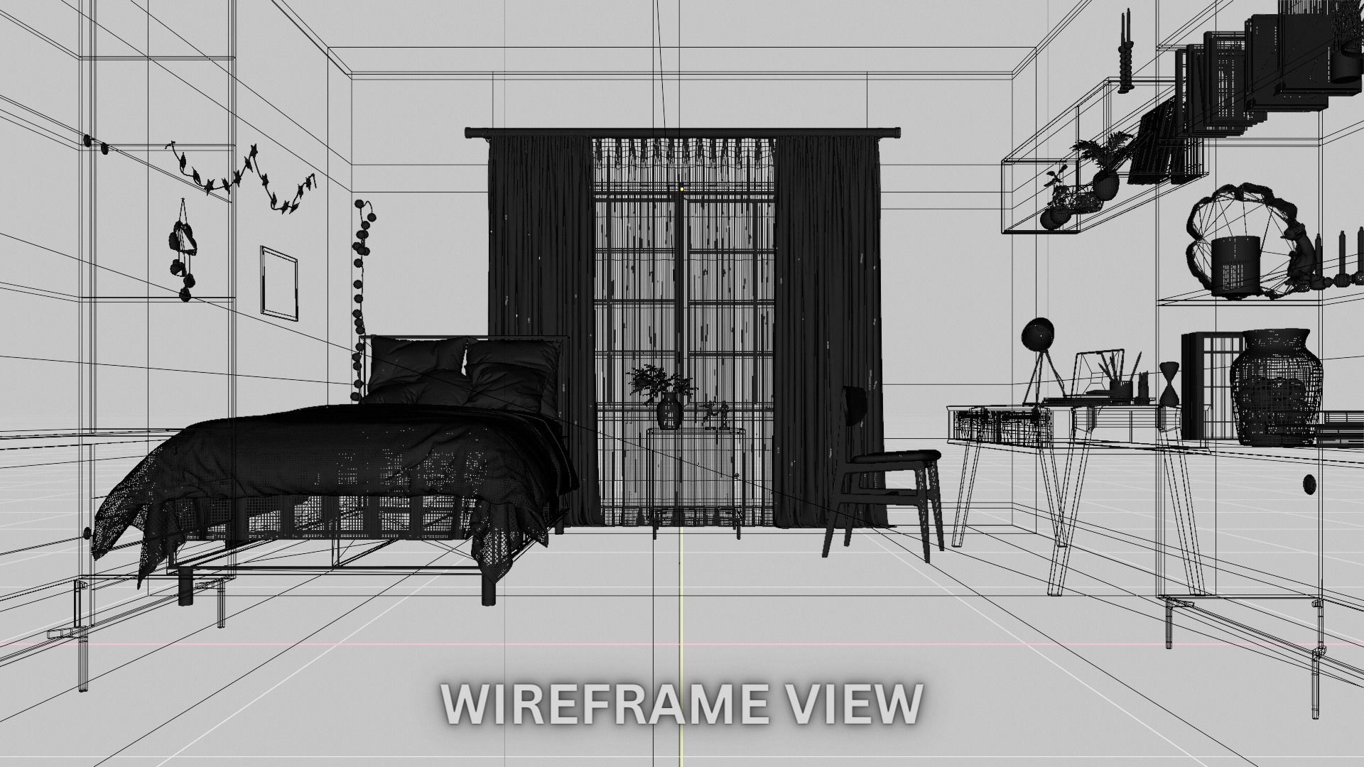 Modern Bedroom Scene 3D model_9