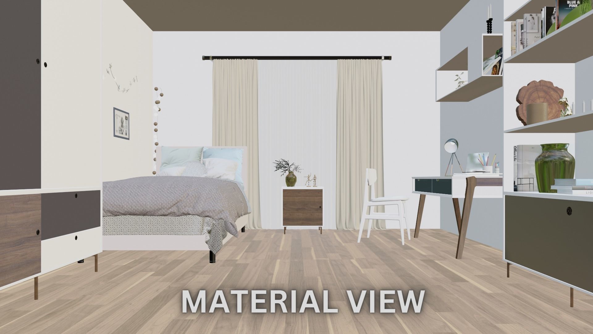 Modern Bedroom Scene 3D model_7