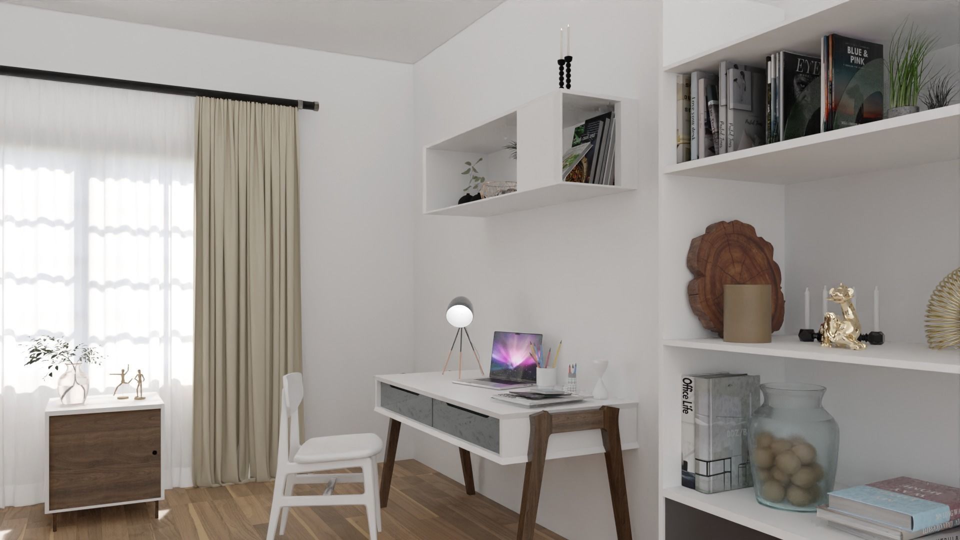 Modern Bedroom Scene 3D model_2