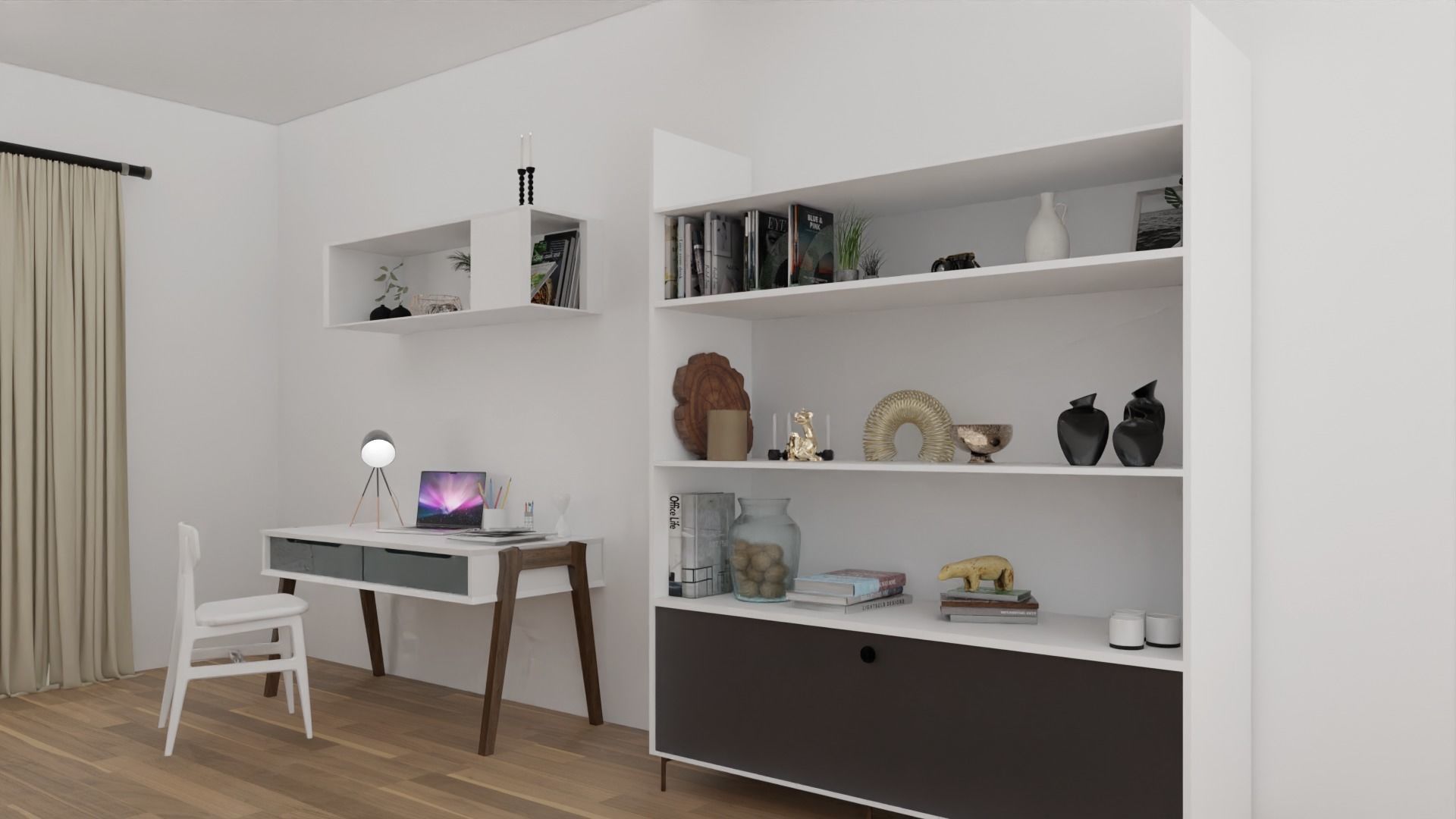 Modern Bedroom Scene 3D model_3
