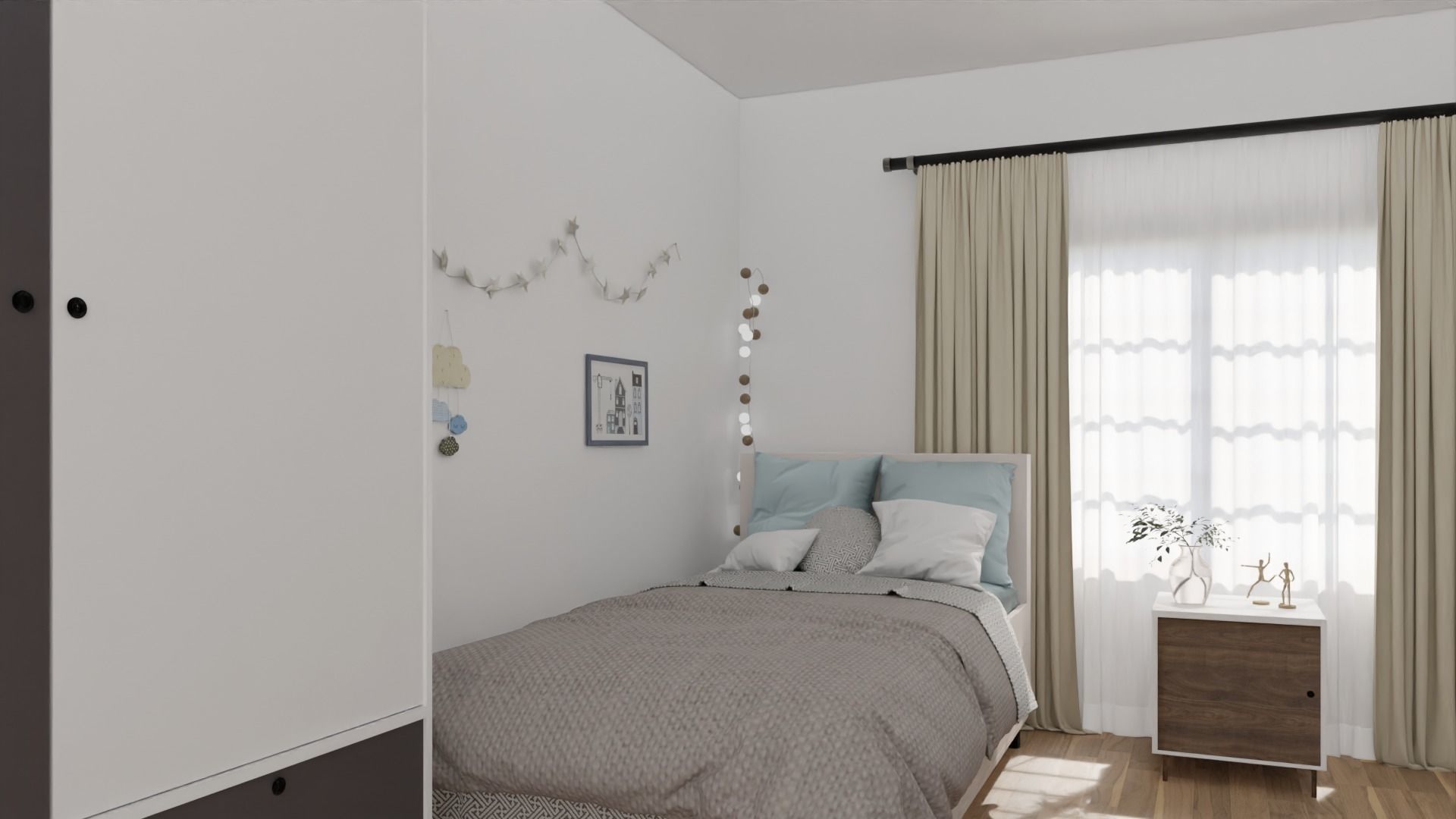 Modern Bedroom Scene 3D model_1