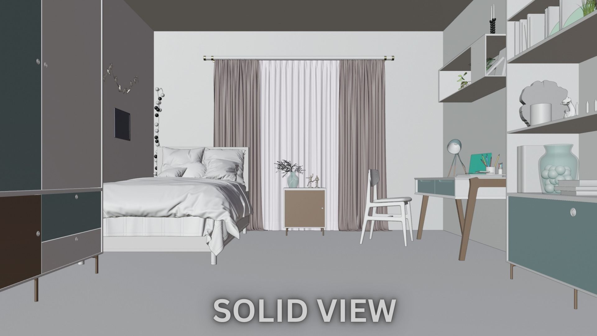 Modern Bedroom Scene 3D model_8