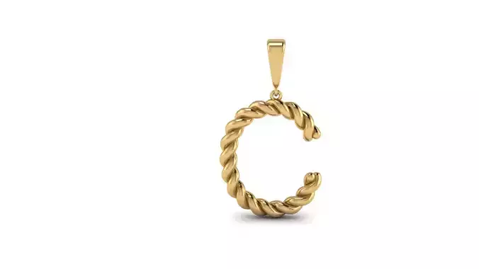 Twisted Cable Letter Pendant 20 mm Letter C